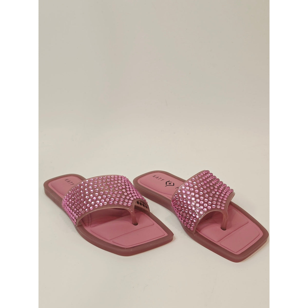 Katy Perry The Geli Slide Thong Rhinestone Slide Sandals in Pink Women's 6M