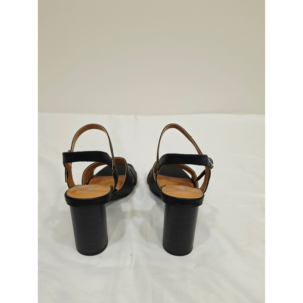 Indigo Black Strappy Block Heel Sandals with Ankle Strap