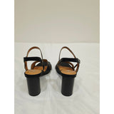 Indigo Black Strappy Block Heel Sandals with Ankle Strap