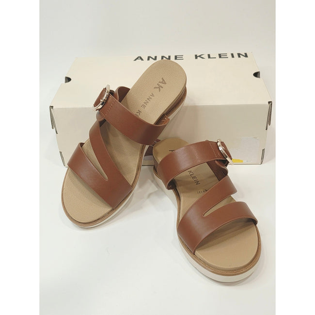 Anne Klein Lalasa Women’s Cognac Strappy Wedge Sandals with Buckle