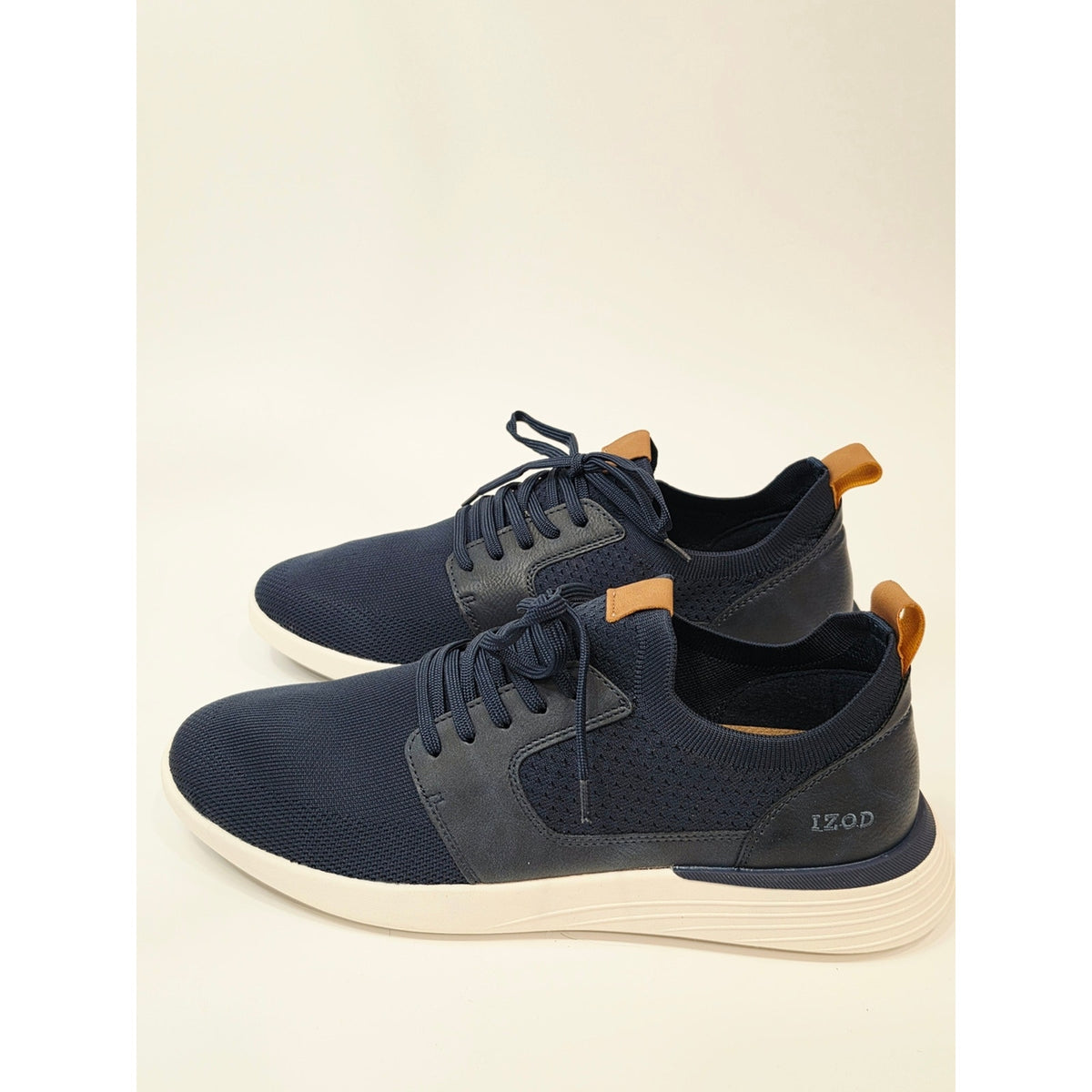 Izod Bannister Navy and Tan Low-Top Knit Lace-Up Sneakers