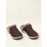 Clarks Cloudsteppers Breeze Myth Merlot Faux Fur Clogs US 7.5 Wide