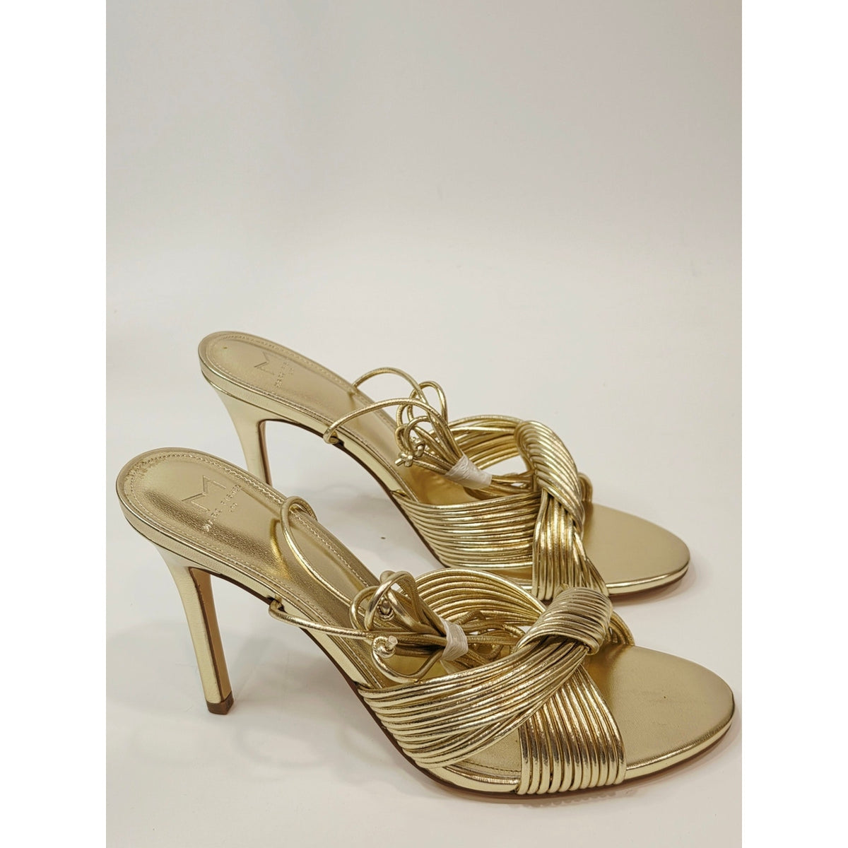 Marc Fisher Brista Womens Gold Strappy Lace Up Stiletto Heeled Sandals Size 9.5