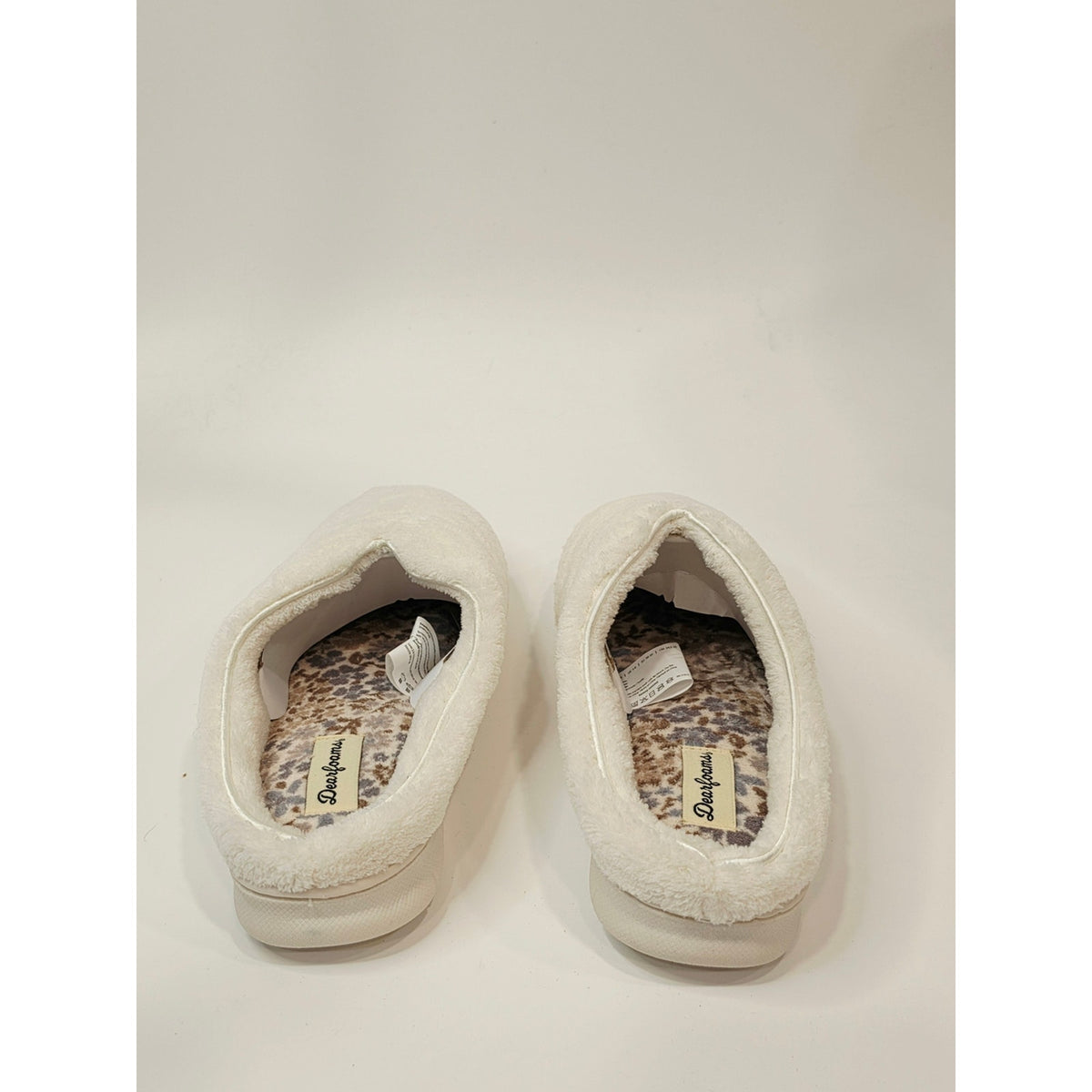 Dearfoams Women’s Leslie Quilted Terry Clog Slippers – Muslin White  Size M 7–8