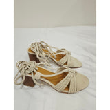 Journee Collection Railee Off White Braided Lace-Up Block Heel Sandal
