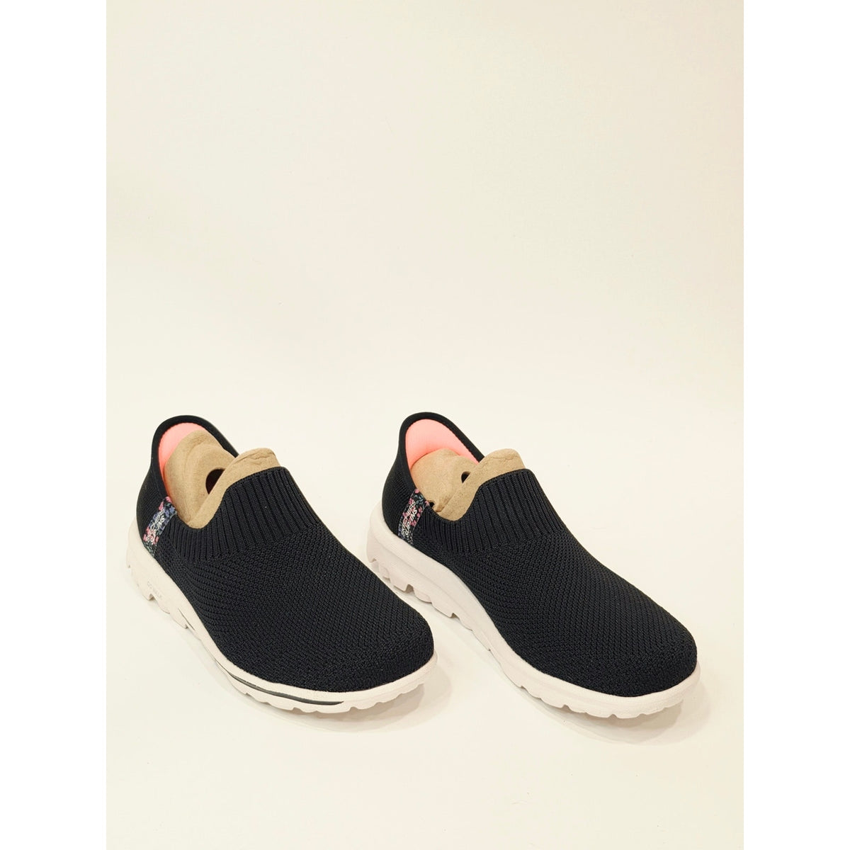 Skechers Go Walk Travel Tahiti Sunsumet Slip-On Knit Sneakers in Black