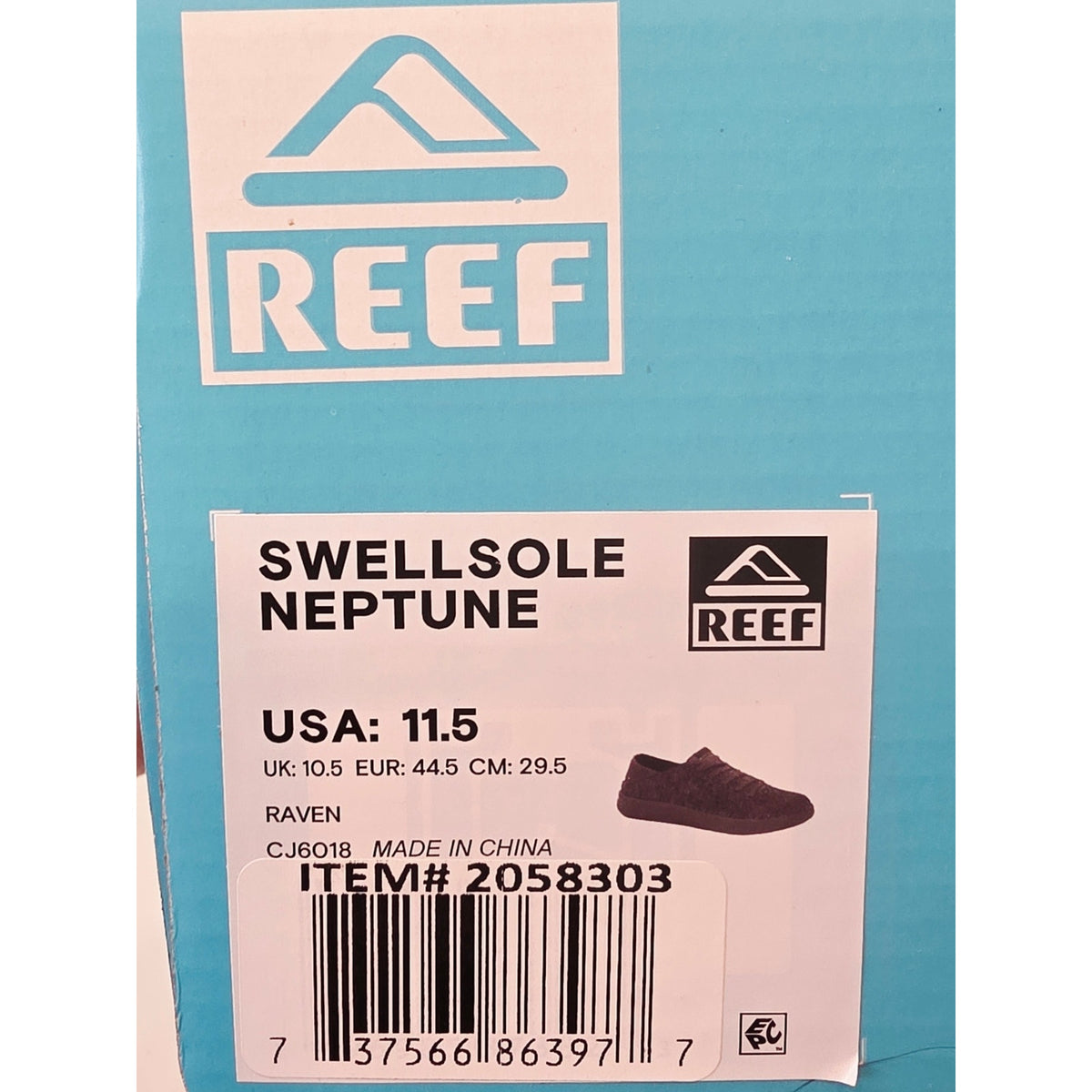 Reef Men's Swellsole Neptune Raven Dark Gray Knit Sneakers with Green Insole