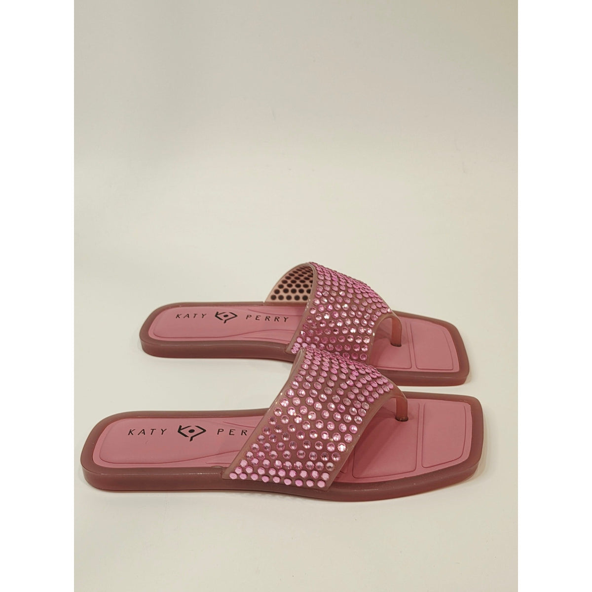 Katy Perry The Geli Slide Thong Rhinestone Slide Sandals in Pink Women's 6M
