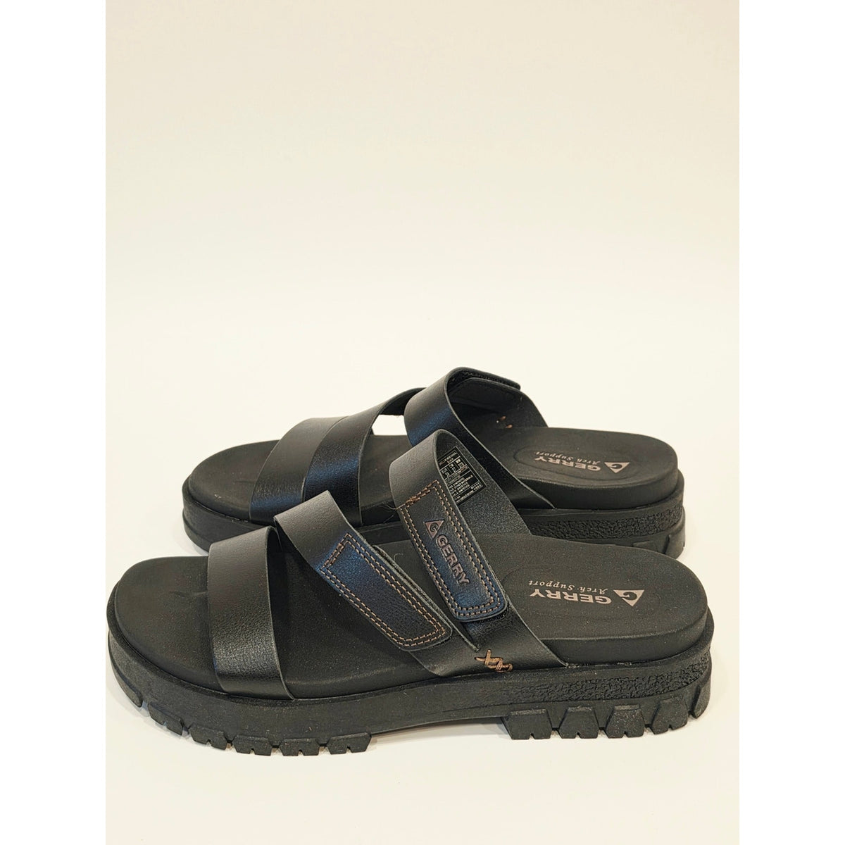Gerry Choclo Black Women's Triple-Strap Slide Sandals