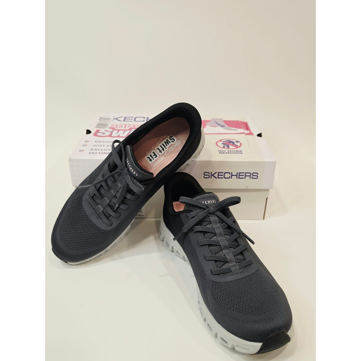 Skechers Women's Hands Free Swift Fit Grey And Black Slip-On Sneakers