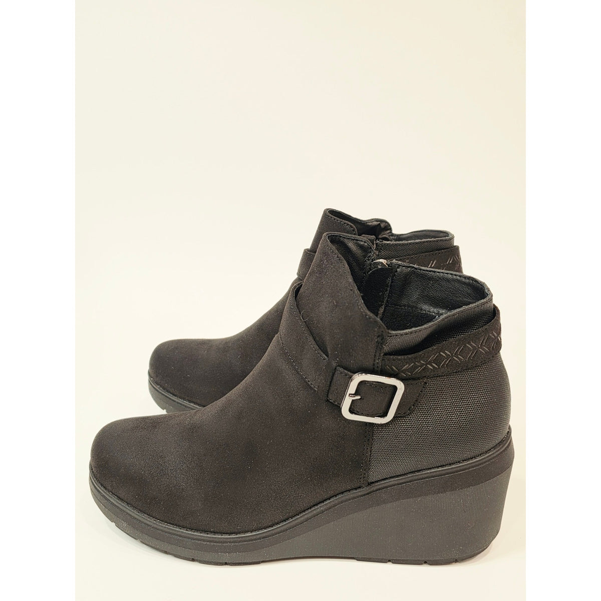 BOBS from Skechers Gala In High Demand Women’s Black Wedge Ankle Boots