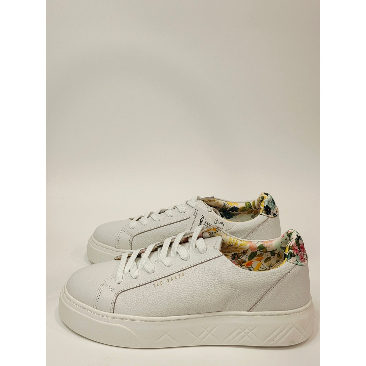 Ted Baker White Leather Sneakers with Floral Lining