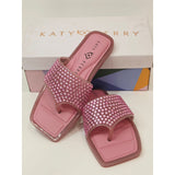 Katy Perry The Geli Slide Thong Rhinestone Slide Sandals in Pink Women's 6M