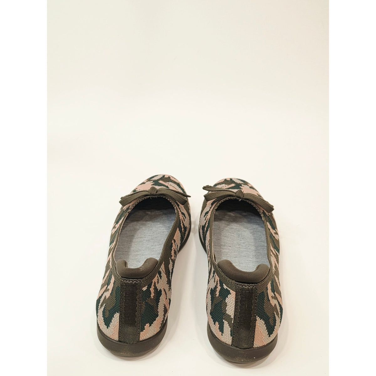 Clarks Cloudsteppers Washable Knit Bow Flats - Carly Hope Olive green Wide Size