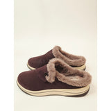 Clarks Cloudsteppers Breeze Myth Merlot Faux Fur Clogs US 7.5 Wide