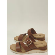 Anne Klein Lalasa Women’s Cognac Strappy Wedge Sandals with Buckle