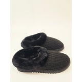Dearfoams Hannah Knit Clog Slippers Womens Black Faux Fur Size Medium 7-8