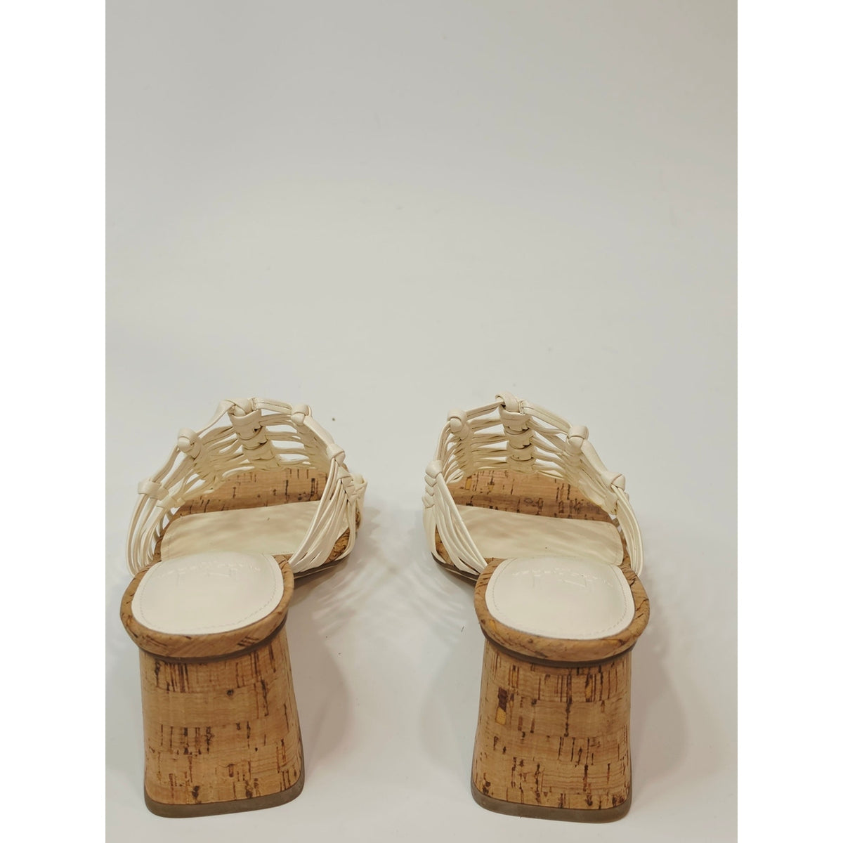 Marc Fisher Colica Women’s Ivory Woven Strappy Block Heel Sandals – Size 5M
