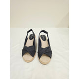 easy street Maureen Navy Crisscross Slingback Espadrille Wedges with Jute Sole