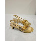 easy street Gold Satin Delite Slingback Heels with Rhinestone Band