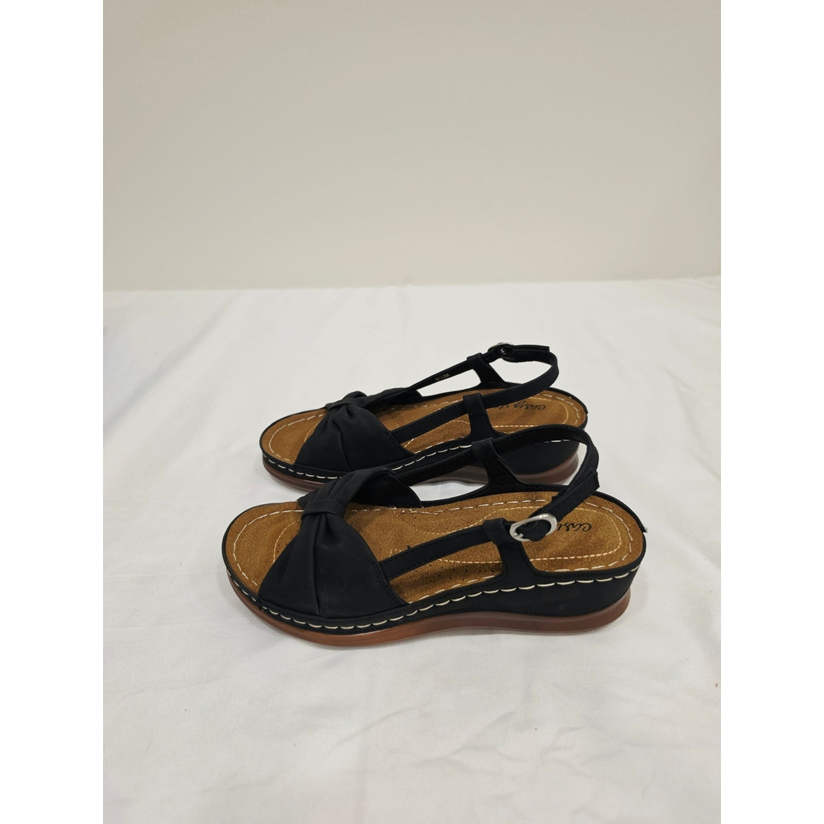 easy street Black Jupiter Knot-Front Slingback Sandals