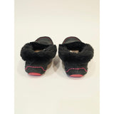 Mykos Aussie Moc Women's Black Faux-Suede Moccasin with Pink Stitching