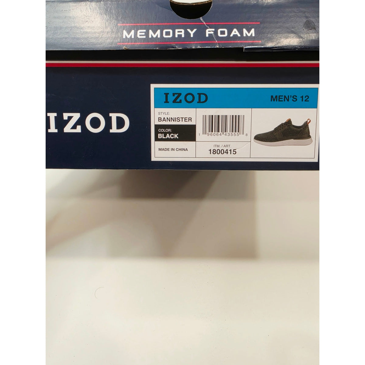 Izod Bannister Black Knit Sneakers with Tan Pull Tabs