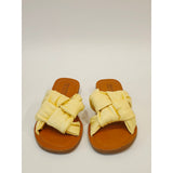 Journee Collection Kianna Light Yellow Knotted Slide Sandals