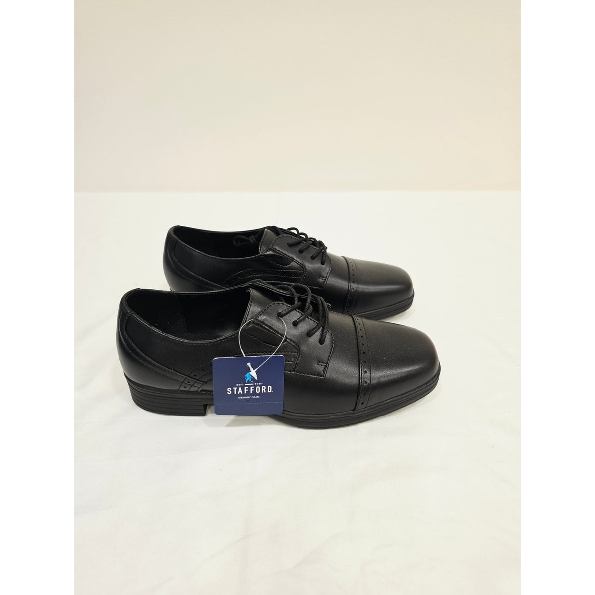 Stafford Black Dane Jr. Cap-Toe Lace-Up Dress Oxfords