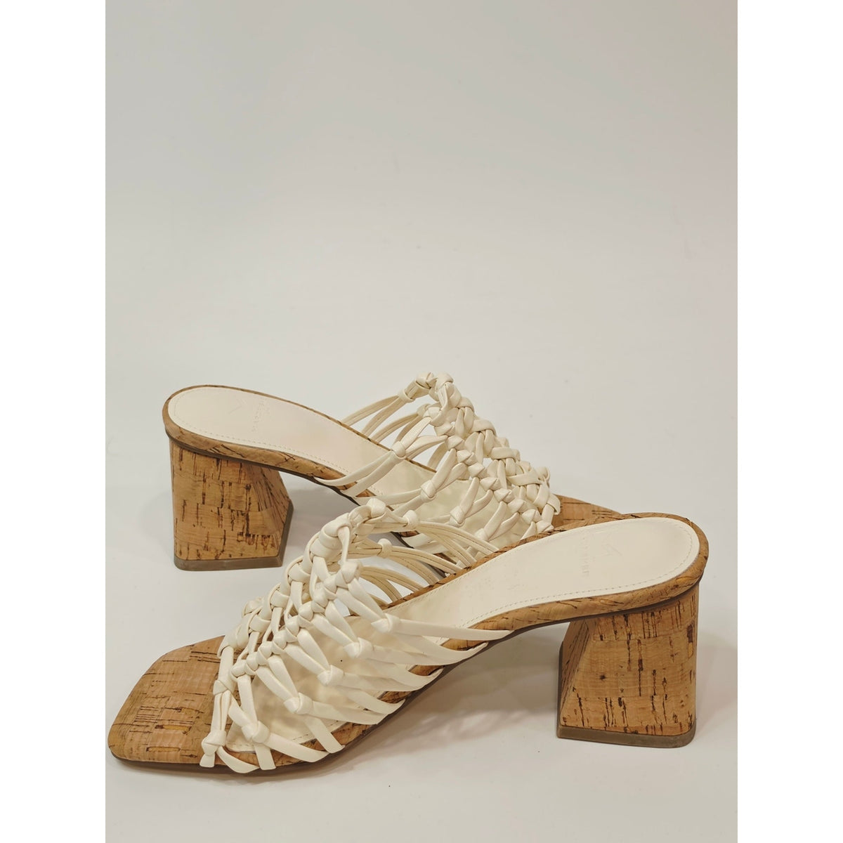 Marc Fisher Colica Women’s Ivory Woven Strappy Block Heel Sandals – Size 5M