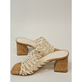 Marc Fisher Colica Women’s Ivory Woven Strappy Block Heel Sandals – Size 5M
