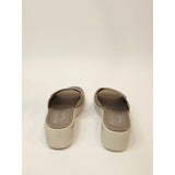 Skechers Women's Taupe Knit Slip-On Wedge Sandals With Rinestones