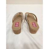 Pop Strllara Silver Glitter Cork Wedge Thong Sandals for Women