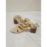 Journee Collection Railee Off White Braided Lace-Up Block Heel Sandal