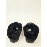 Dearfoams Hannah Knit Clog Slippers Womens Black Faux Fur Size Medium 7-8