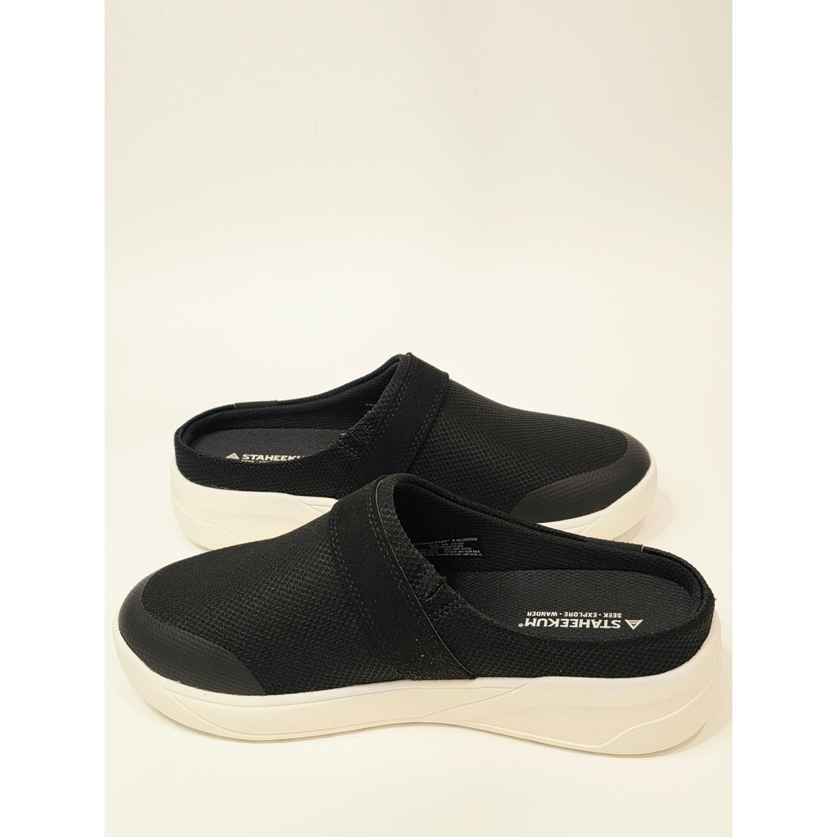 Staheekum Women’s Black Mesh Clog Mule with White Sole