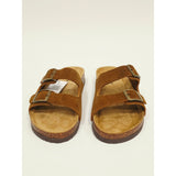 Khombu Ashville Women's Brown Suede Double Buckle Slide Sandals