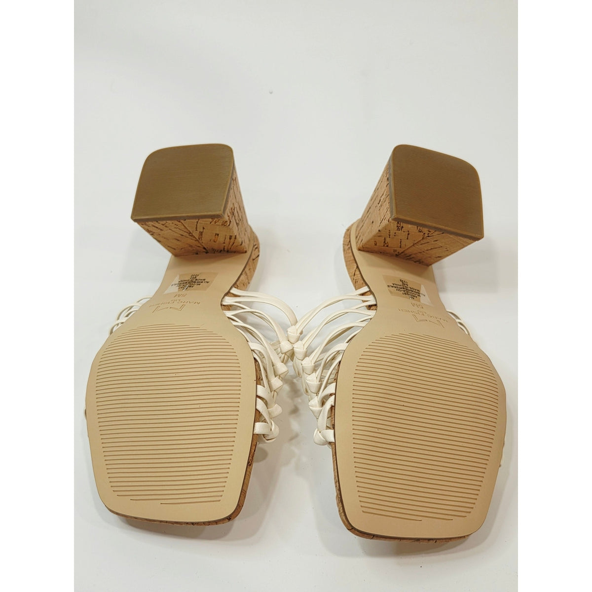Marc Fisher Colica Women’s Ivory Woven Strappy Block Heel Sandals – Size 5M