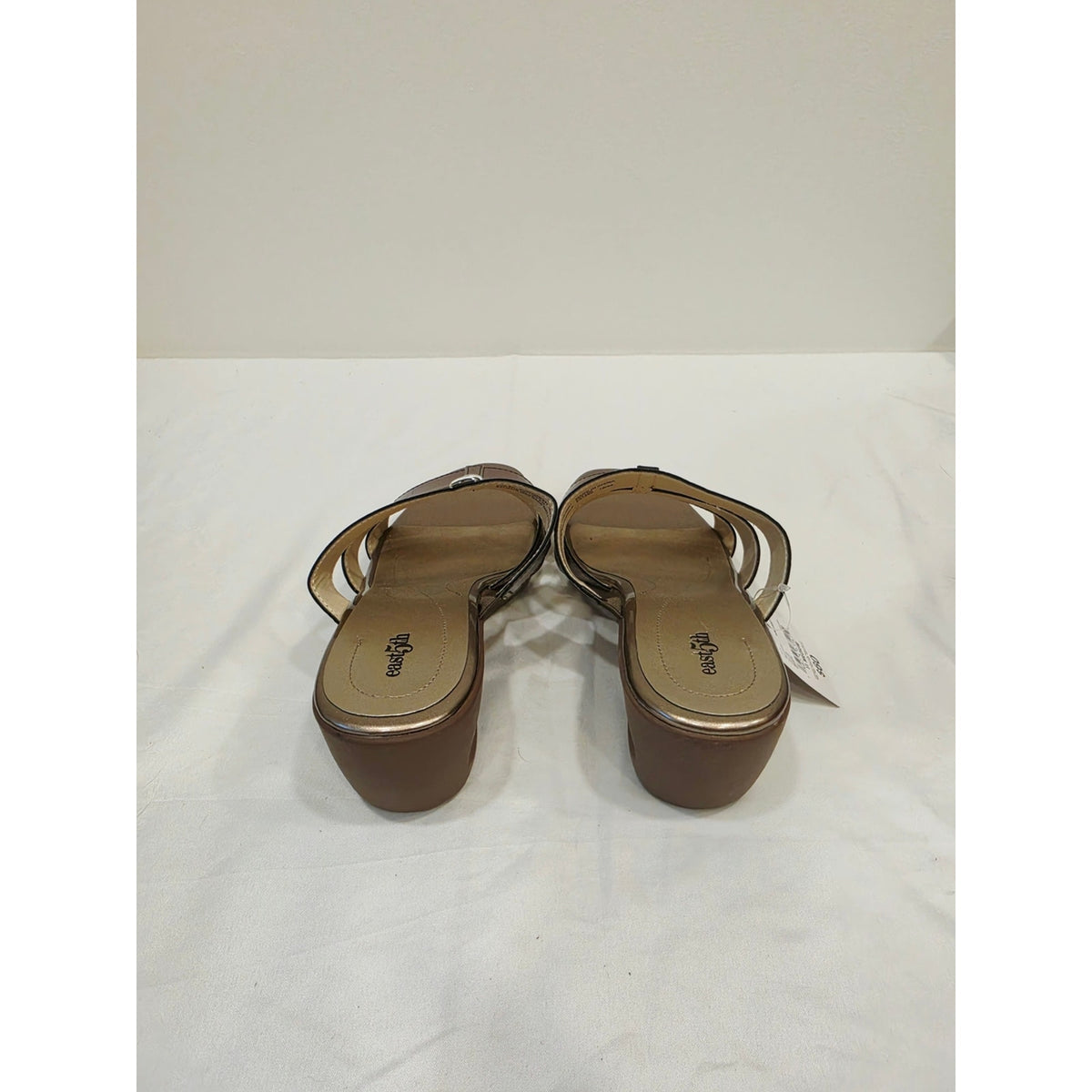 East 5th Evergreen Women's Metallic Bronze Triple-Strap Slide Sandals