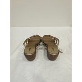 East 5th Evergreen Women's Metallic Bronze Triple-Strap Slide Sandals