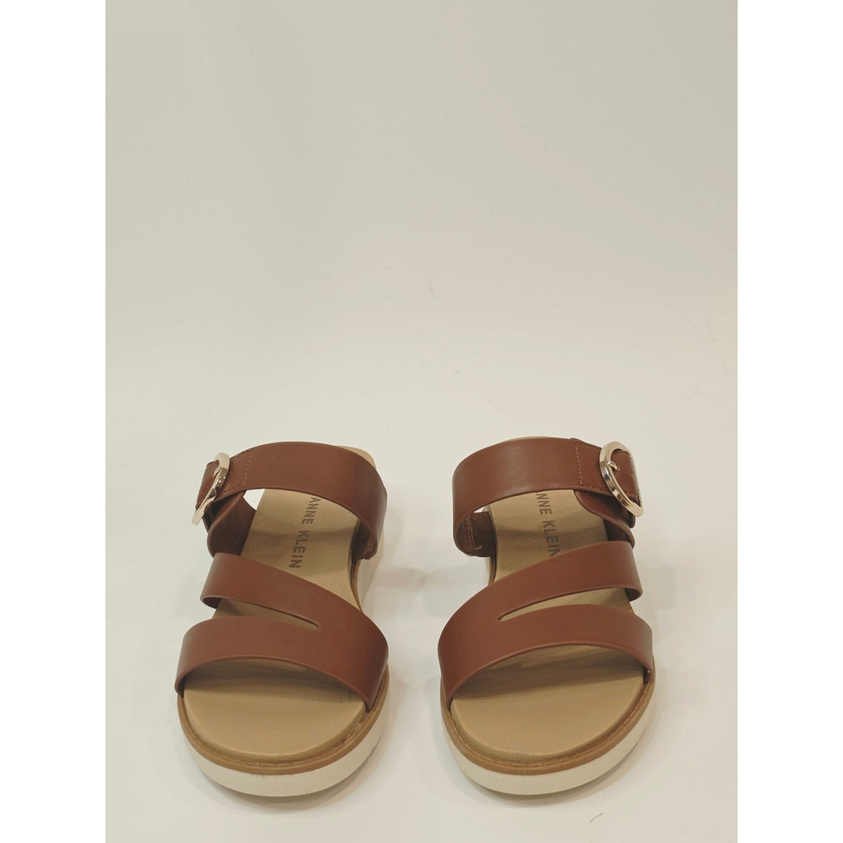 Anne Klein Lalasa Women’s Cognac Strappy Wedge Sandals with Buckle