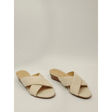 Jack Rogers Dolphin Mini Wedge Women's Ivory Braided Slide Sandals