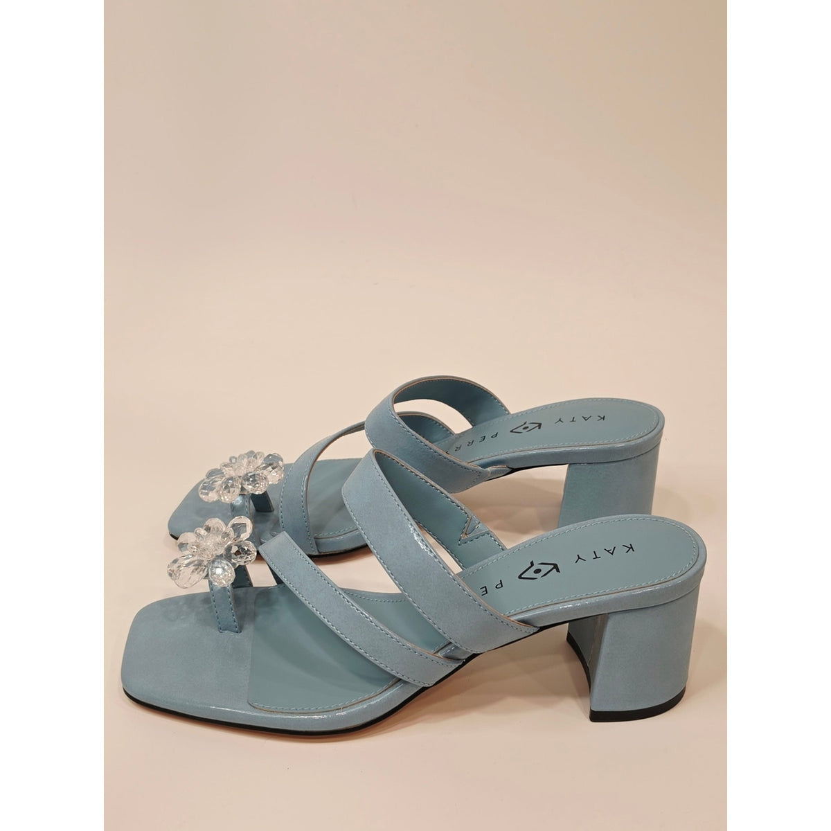 Katy Perry The Toolpiled Flower Sandal in Blue Block Heel Sandals Womens Size 7
