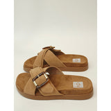DV by Dolce Vita Usha/Rusha1 Women’s Tan Faux Suede Buckle Slide Sandals