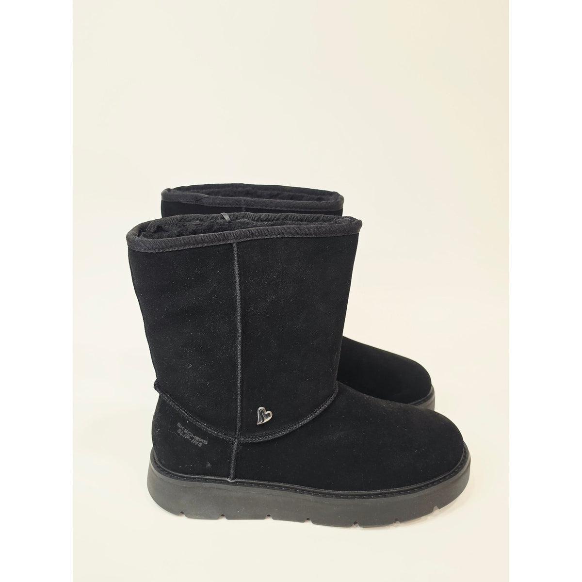 Skechers Keepsakes Cozy Black Suede Plush Lined Winter Boots