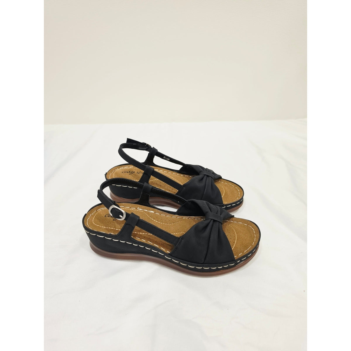 easy street Black Jupiter Knot-Front Slingback Sandals