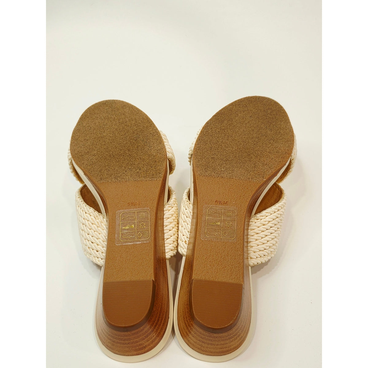 Jack Rogers Dolphin Mini Wedge Women's Ivory Braided Slide Sandals