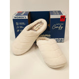 Dearfoams Women’s Leslie Quilted Terry Clog Slippers – Muslin White  Size M 7–8
