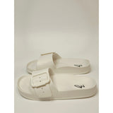 Zodiac Desert White Slide Sandals with Buckle Accent