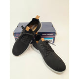 Izod Bannister Black Knit Sneakers with Tan Pull Tabs